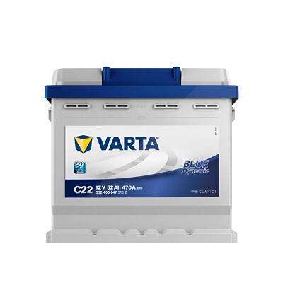 Varta Starterbatterie Blue Dynamic 52Ah 470A C22 [Hersteller-Nr. 5524000473132] für Abarth, Alfa Romeo, Audi, Autobianchi, Barkas, Bentley, BMW, Chevr von Varta