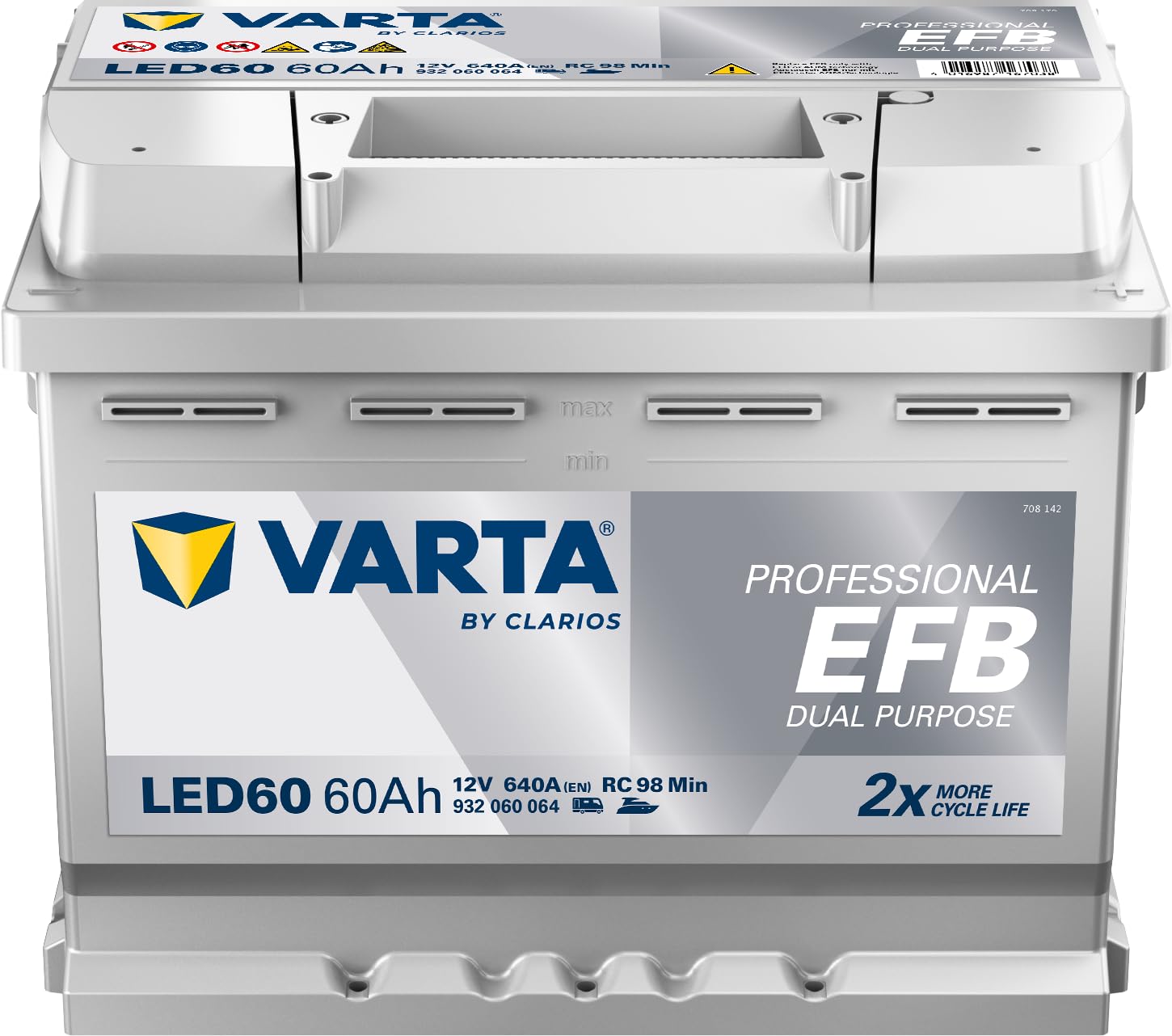 Varta Professional Dual Purpose EFB LED 60 12V 60AH 680A, grau von Varta