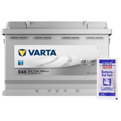 Varta Starterbatterie Silver 77Ah 780A E44+ Pol-Fett 10g [Hersteller-Nr. 5774000783162] für Alfa Romeo, Alpina, Aston Martin, Audi, Bentley, BMW, Cadi von Varta