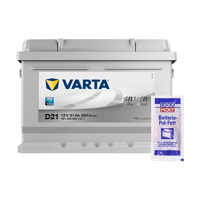 Varta Starterbatterie SILVER dynamic 61 Ah 600 A D21+10g Pol-Fett für Alfa Romeo, Alpina, Audi, Austin, Auto Union, BMW, Cadillac, Chevrolet, Chrysler von Varta