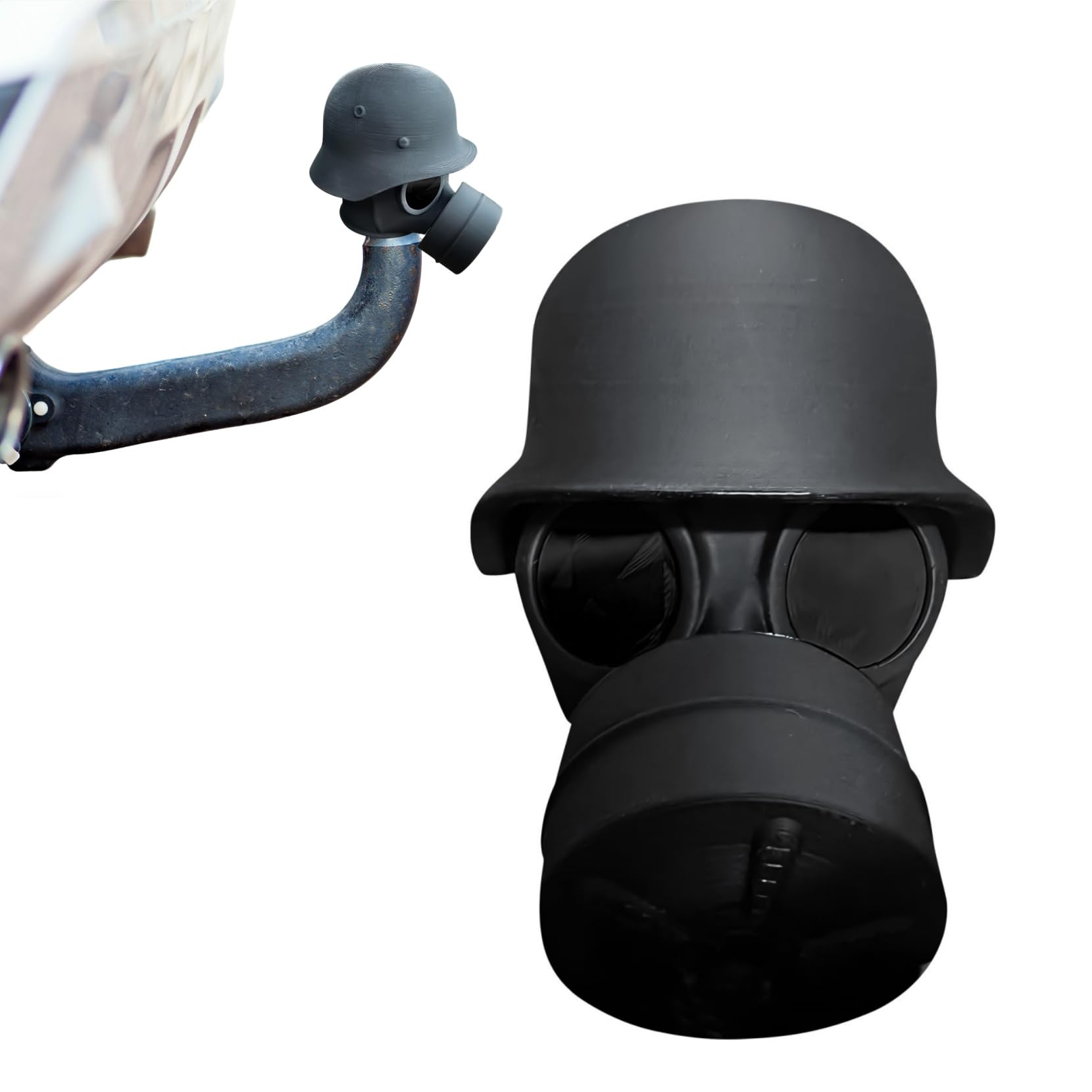 Vartegas Abdeckkappe Anhängerkupplung, lustig Anhängerkupplung Abdeckung, Gasmaske-Helm Abdeckung Anhängerkupplung, Staubdicht & Wasserdicht, für 50 mm Kugelkopf (Schwarz) von Vartegas