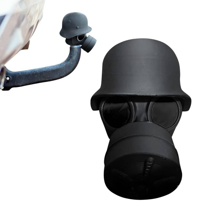 Vartegas Abdeckkappe Anhängerkupplung, lustig Anhängerkupplung Abdeckung, Gasmaske-Helm Abdeckung Anhängerkupplung, Staubdicht & Wasserdicht, für 50 mm Kugelkopf (Schwarz) von Vartegas