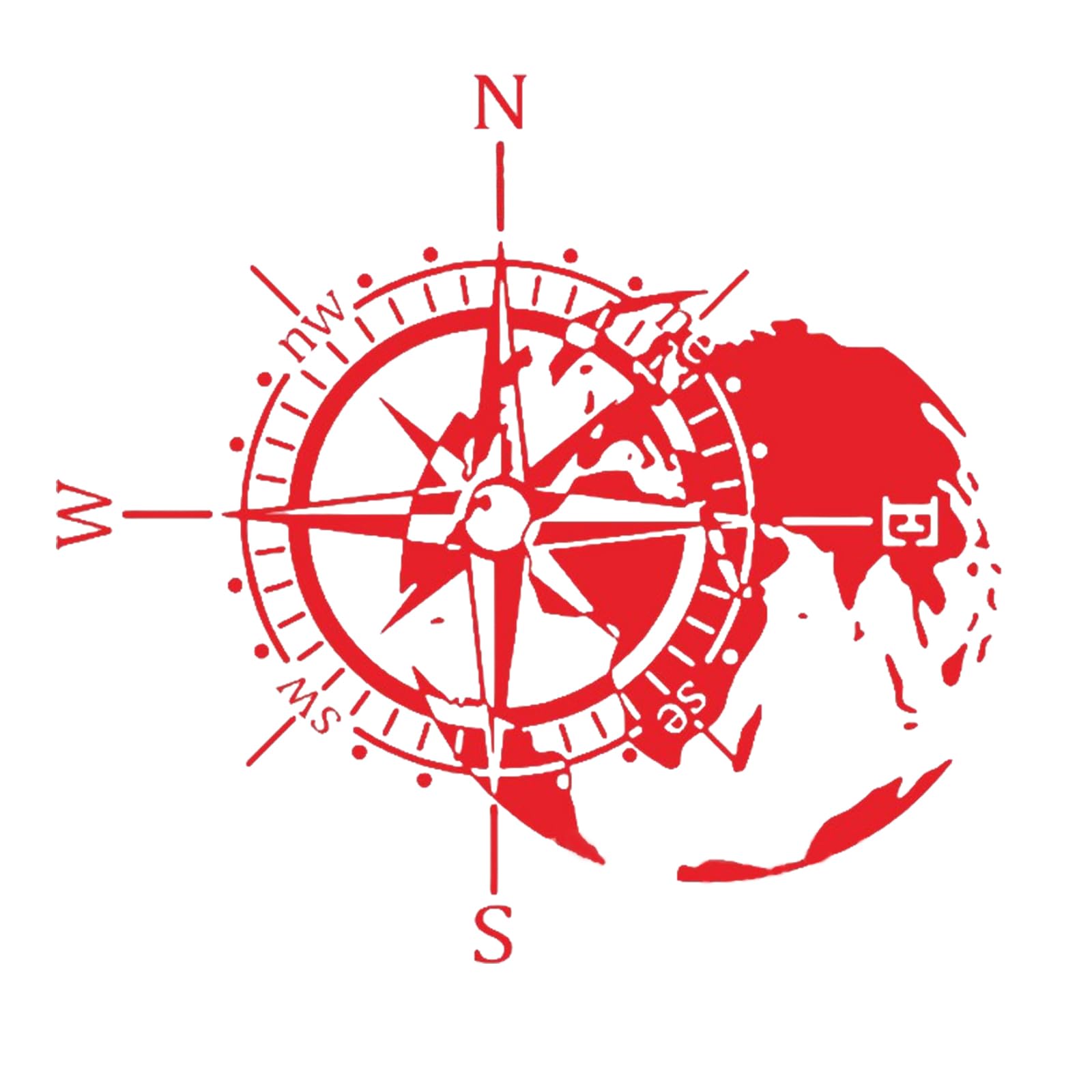 Vastsea Aufkleber Kompass, Kompass Aufkleber, Autoaufkleber Kompass, für Auto Motorrad Wohnwagen Wohnmobil Kfz Zubehör (Rot, 40 x 36cm) von Vastsea
