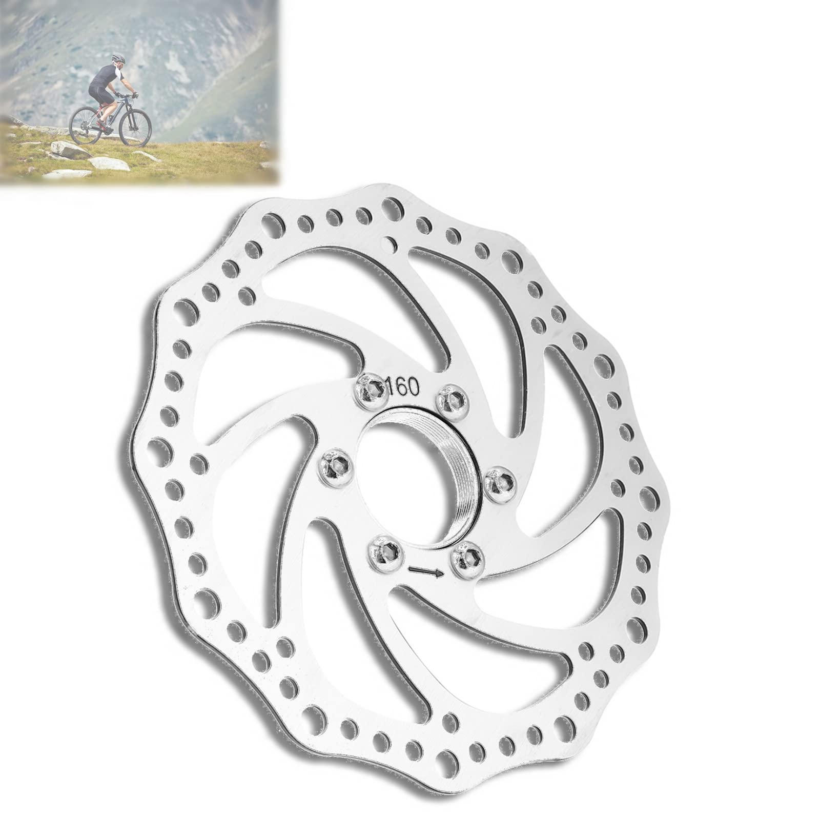 Bike Brake Disc 160mm Gewinde Naben Edelstahl Bremsscheibe Rotor Flansch Adapter mit 6 Schrauben für die meisten Renn Mountainbike Bike Brake Disc 160mm Gewinde Naben Edelstahl Bremsscheibe Rotor Flansch Adapter mit 6 Schrauben für die meisten Renn Mountainbike von VBESTLIFE