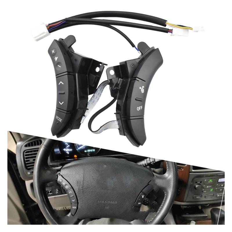 Lenkradschalter Tastenfeld Steuertasten Für Lexus GX470 2003 2004 2005 2006 2007 2008 2009 75B037 Multi-funktion Auto Lenkrad Control Tasten Schalter tasten(Low-Black) von Vdifsvb