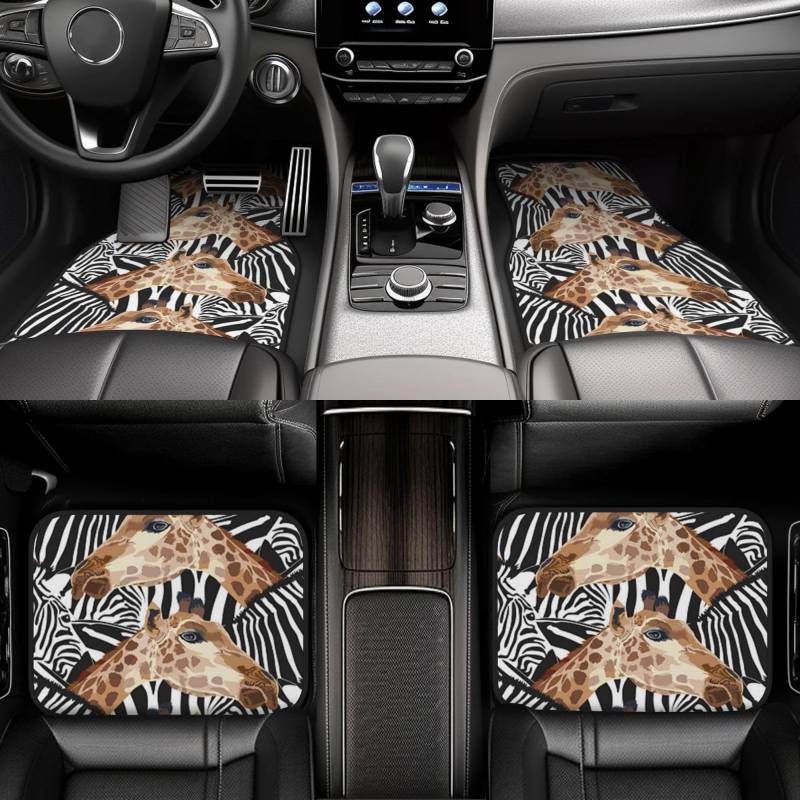 Automatten für Frauen, Zebra und Giraffe Fußmatten für Autos Universal Auto Fußpolster Autos Dekorative Stilvolle Fußmatten Für Autos LKW Van SUV von VducK
