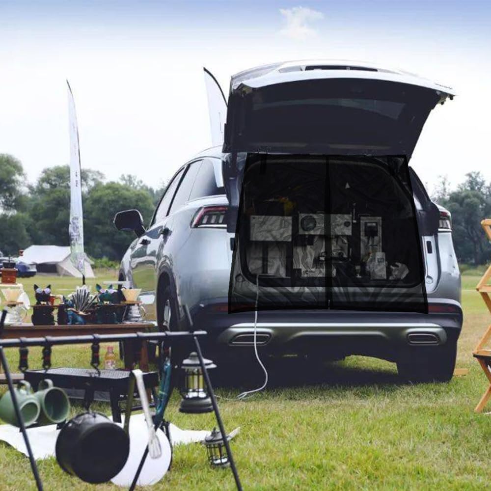 Auto Heckklappe Zelt, VeVaad Heckklappe Moskito Sonnenschutz Bildschirm Netz für Auto Fahrzeug Van SUV Kofferraumtür Insektenschutz Sichtschutz Vorhang Sommer Accessroies für Camping Schlafen, 150 x von VeVaad