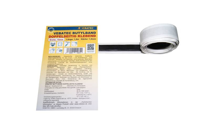 Vebatec Butylband doppelseitig klebend 15mm / 1,5m von Vebatec