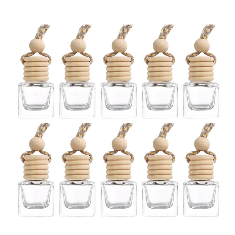 10pcs Car Diffusor Flaschen 1x0.7in Mini Hängende Glasluftfrischerbehälter für die Innenausstattung des Autos, Aromatherapie -Anhänger für Zuhause oder Büro von Veesper