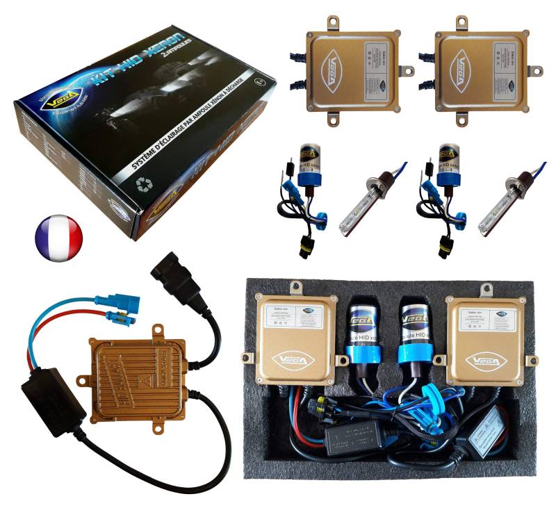 VEGA HID Xenon Kit Französische Marke H1 4300K 55W Slim DSP AC Leuchtmittel mit Metallsockel von Vega