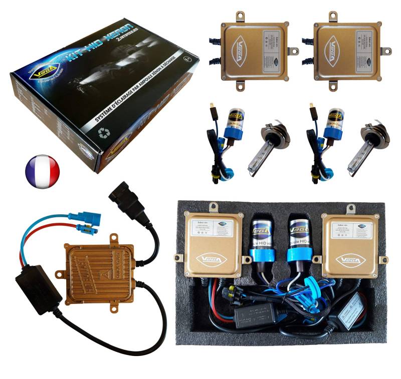 HID Xenon Kit Marke Francaise Vega® H7 55 W Slim DSP AC Leuchtmittel mit Metallsockel von Vega