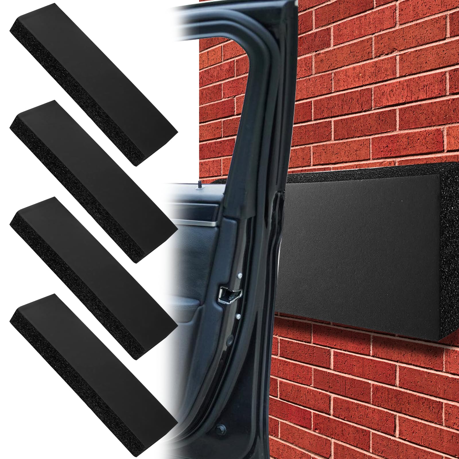 4 Stück Garagen Wandschutz 30 x 10 x 3 cm, Autotür Wandschutz Selbstklebend 3 cm Extra Dicker Auto Schutz Garage Türkantenschutz für Autotüren, Garagen und Carport (Schwarz) von Vegena