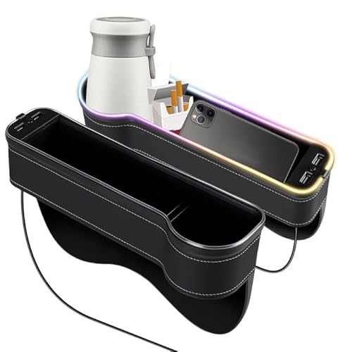 Vegena 2 Stück Aufbewahrungsbox Für Autositze, Auto Aufbewahrungsbox, Autositz Aufbewahrungsbox, 2 USB-Anschluss Multifunktionale Aufbewahrungsbox Mit Getränkehalter(Schwarz) von Vegena