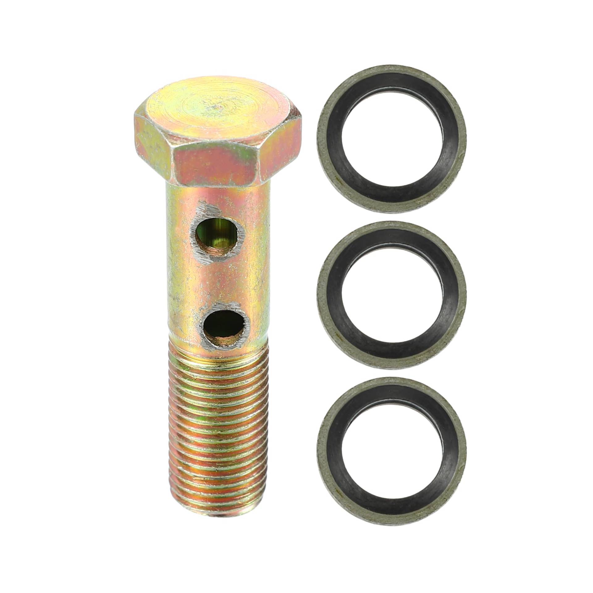 VekAuto Doppelter Banjo-Bolzen-Satz, M10x1.0 Länge 42mm Metrisches Gewinde Turbo Bremsleitung Adapter Universal für Auto Langlebiges Metall Bronze Farbe mit Unterlegscheiben VekAuto Doppelter Banjo-Bolzen-Satz, M10x1.0 Länge 42mm Metrisches Gewinde Turbo Bremsleitung Adapter Universal für Auto Langlebiges Metall Bronze Farbe mit Unterlegscheiben von VekAuto