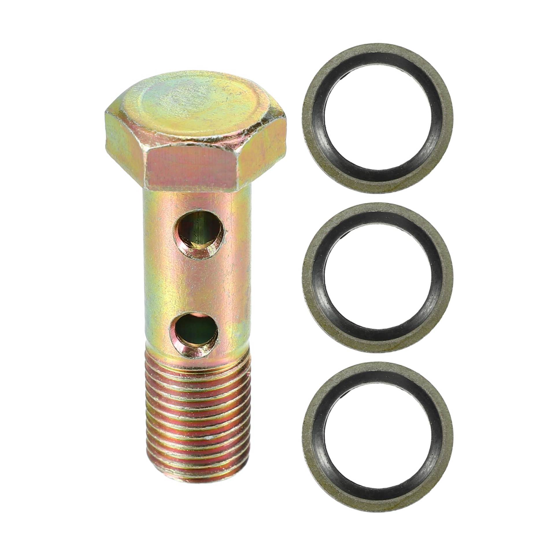 VekAuto Doppelter Banjo-Bolzen-Satz, M12x1.25 Länge 45mm Metrisches Gewinde Turbo Bremsleitungsadapter Universal für Auto Langlebiges Metall in Bronze-Ton mit Unterlegscheiben VekAuto Doppelter Banjo-Bolzen-Satz, M12x1.25 Länge 45mm Metrisches Gewinde Turbo Bremsleitungsadapter Universal für Auto Langlebiges Metall in Bronze-Ton mit Unterlegscheiben von VekAuto