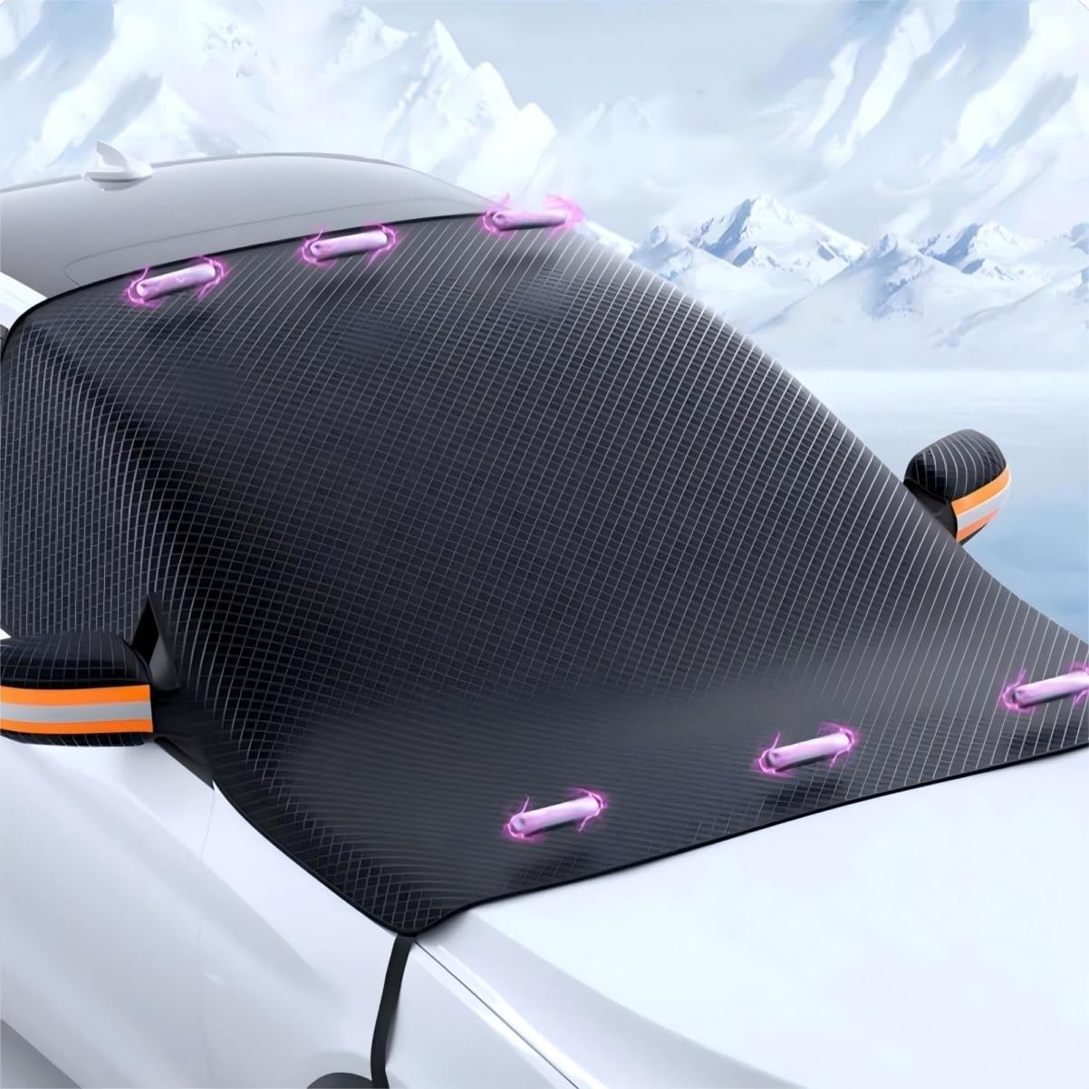 Frontscheibenabdeckung Auto für VW Touareg II, 7P | 2010-2016 2017 2018, Scheibenabdeckung Auto Winter Windschutzscheibenabdeckung Frontscheibenabdeckung Winter(Orange) von Velquioxyn