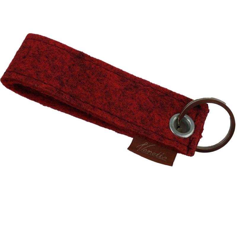 Venetto Schlüsselanhänger Schlüsselband Band aus Filz Ring Schlüsselring Anhänger für Schlüssel (Rot meliert) von Venetto