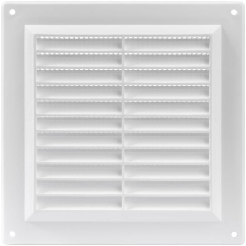 Vent Systems 150 x 150 mm Quadratisches Lüftungsgitter, Kunststoff Abdeckung mit Insektenschutz, Mauerlüftung HVAC Luftauslass für Innen-/Außenwände, Decken, Schuppen, Wohnwagen, Heimwerkerbedarf von Vent Systems