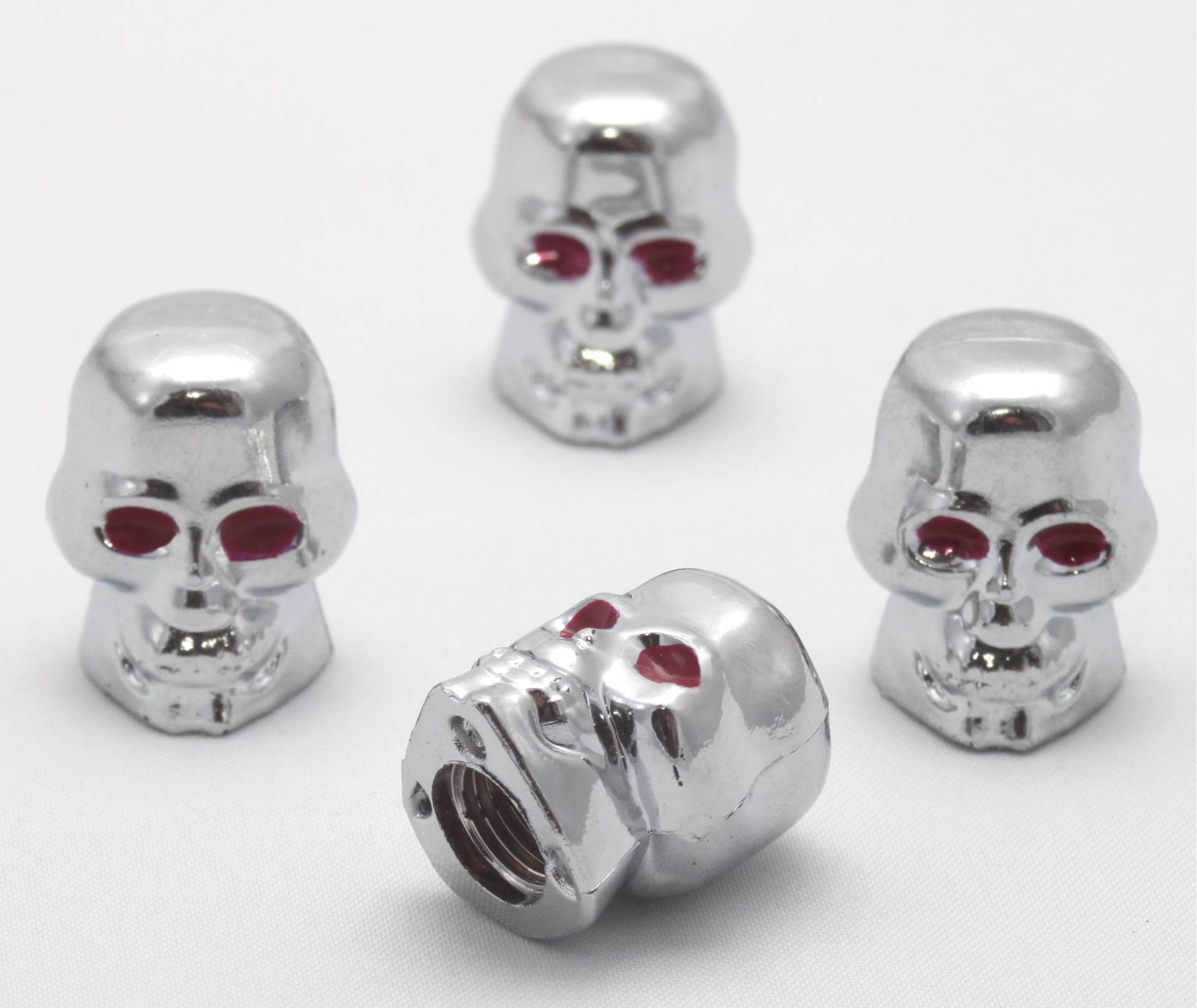 4x Ventilkappen Totenkopf Skull Bones Farbe: Silber Chrom Ventilkappe vt von Ventilkappenkönig