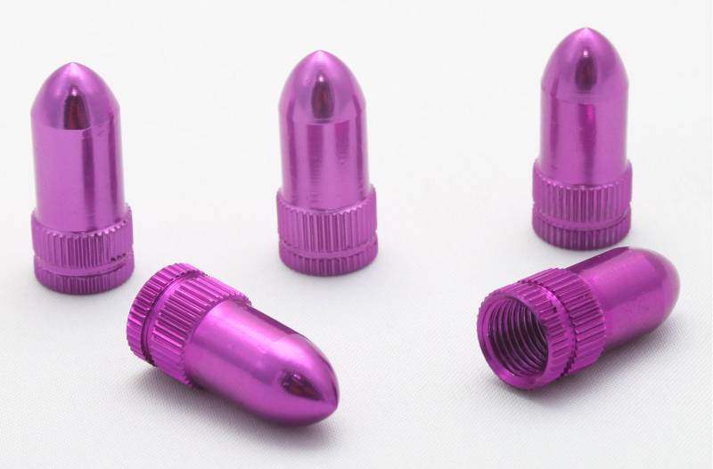 5X Ventilkappen MG Patrone Munition Farbe: Lila Purple Ventilkappe Vmgli von Ventilkappenkönig