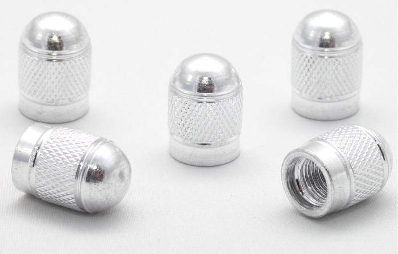 5X Ventilkappen Rund Kuppel Farbe: Silber Silver Ventilkappe Vsir von Ventilkappenkönig