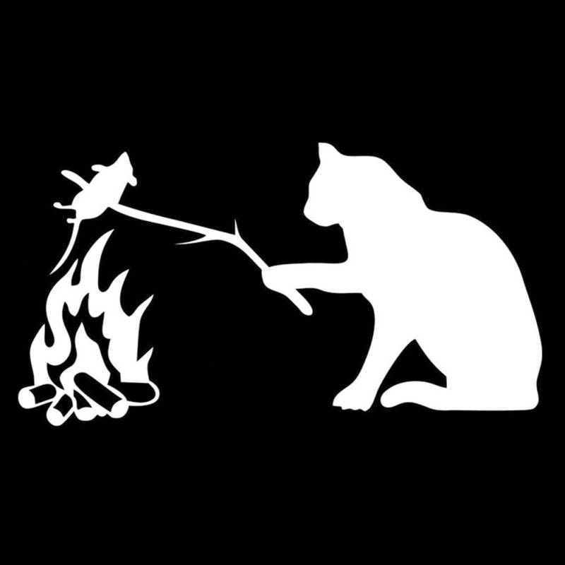 Vepoty Autoaufkleber Katze Braten Maus Autoaufkleber Selbstklebender Tieraufkleber Lustiger Vinylaufkleber für Auto-Fahrrad-Dekoration von Vepoty