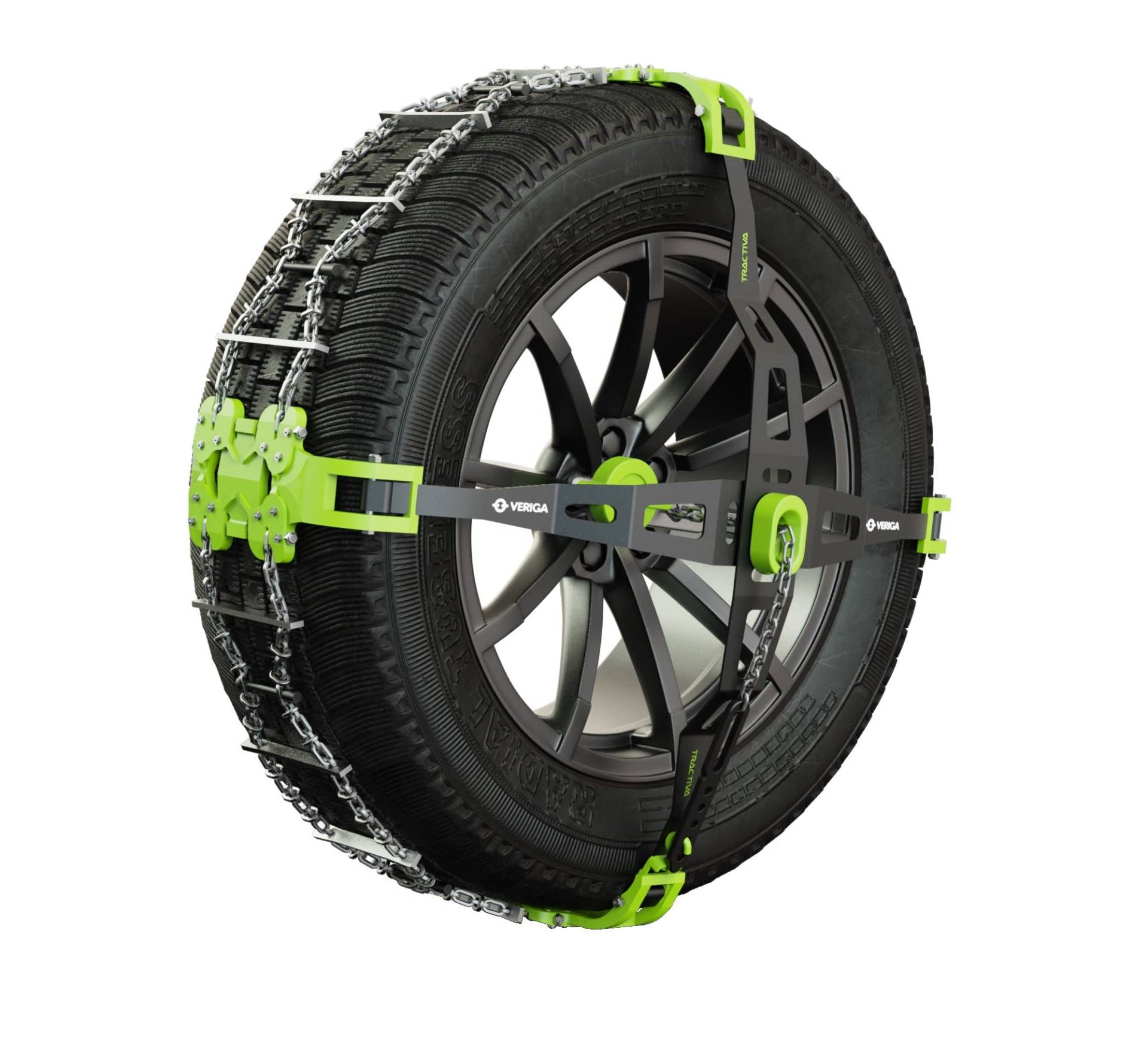 Veriga T-S50 TRACTIVA SPORT Laufflächen Schneeketten Satz (1 Paar= 2 Stück) automatische Spannung & komfortable Montage für PKW & Elektrofahrzeuge von VERIGA