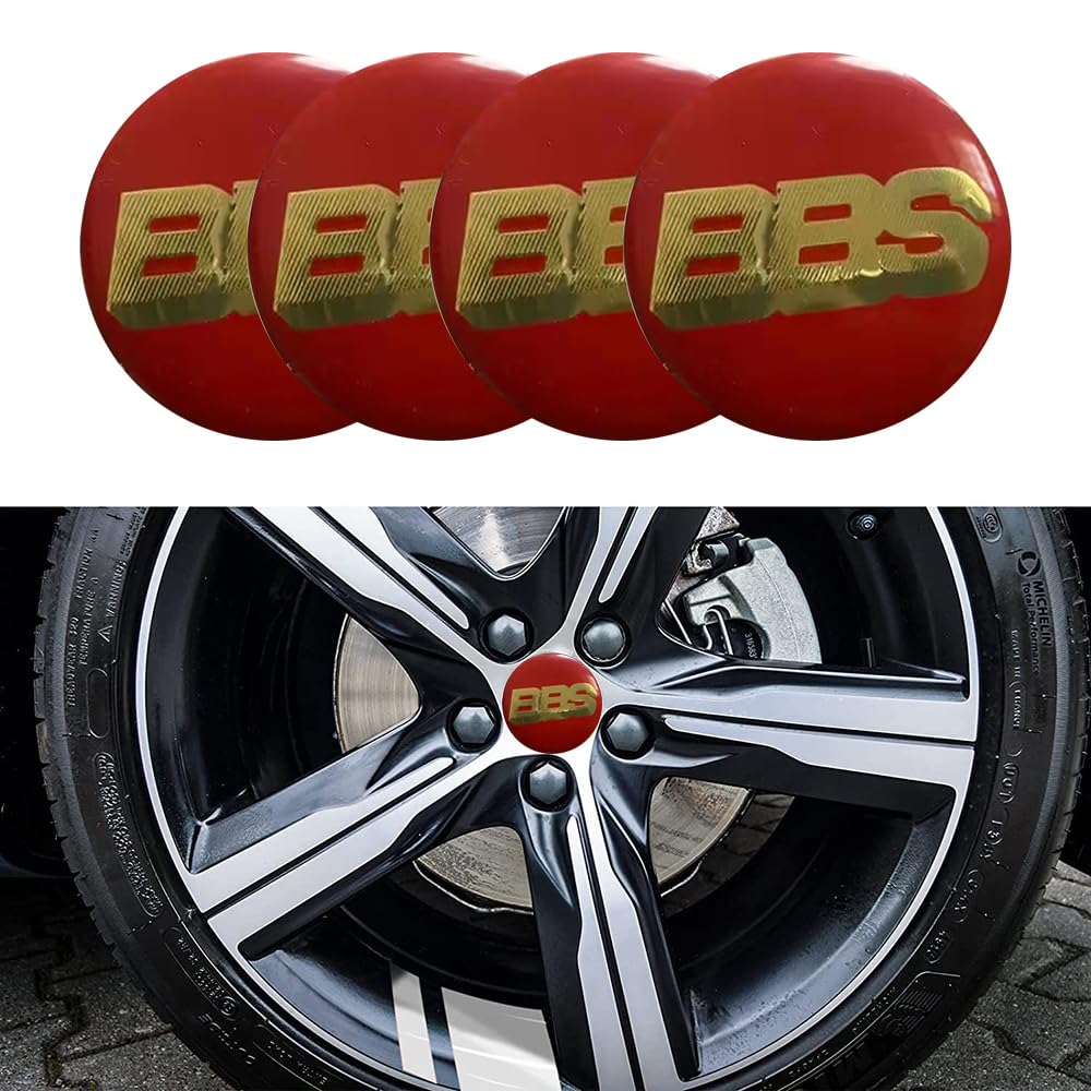 4 Stück 45MM Auto Center Nabenkappen Aufkleber,Für BBS,ABS Emblem Aufkleber Wasserdicht Staubdicht Ersetzbar Radnabenabdeckung,B von VeroCh