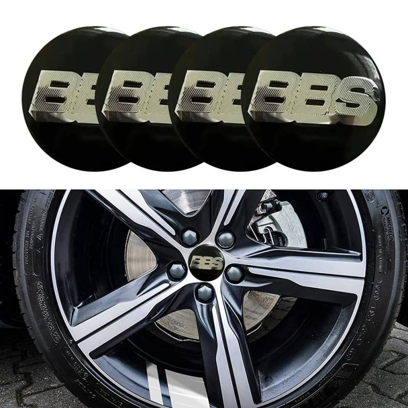 VeroCh 4 Stück 56MM Auto Center Nabenkappen Aufkleber,Für BBS,ABS Emblem Aufkleber Wasserdicht Staubdicht Ersetzbar Radnabenabdeckung,C von VeroCh