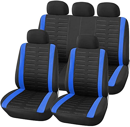 Veshow Vollständiges Set Autositzbezüge, Vordersitzbezüge & geteilte Bank-Bezug-Set, Airbag-kompatibel, 3D-geprägtes Streifenmuster, Autositzschutz für Auto von Veshow