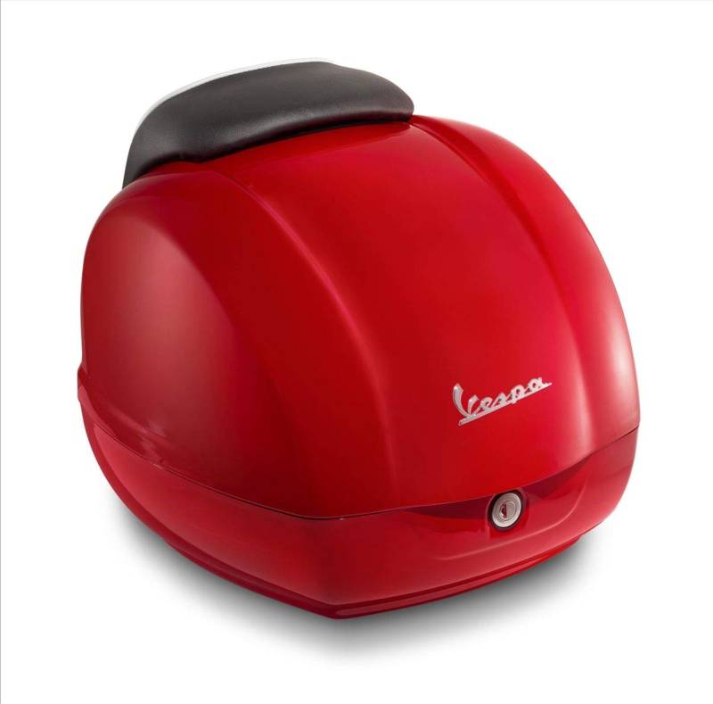 Vespa Topcase 36 Liter GTS, GTS Super, GTV, GTS HPE Schwarz, Keder weiß Rot 894 Dragon, Passione von Vespa
