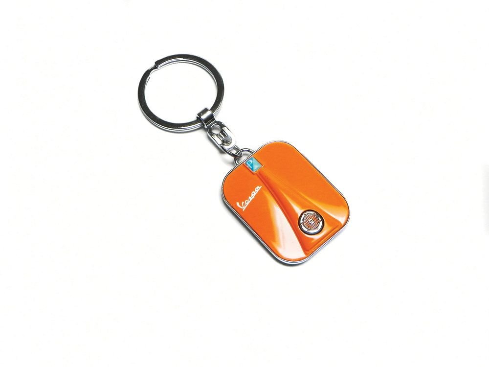 Schlüsselanhänger Vespa Beinschild in Metallbox/orange von Vespa