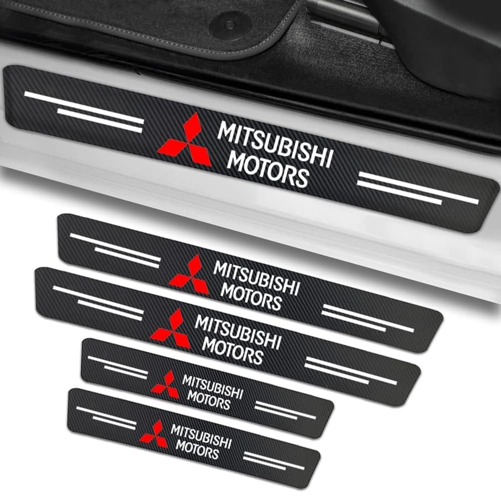 Auto Einstiegsleisten Schutz Für Mitsubishi ASX 2010-2024,Kohlefaser Türschweller Außen Türschwellen Aufkleber Willkommen Pedal Rutschfestes Anti-Kratz Anbauteile von VewZJJ