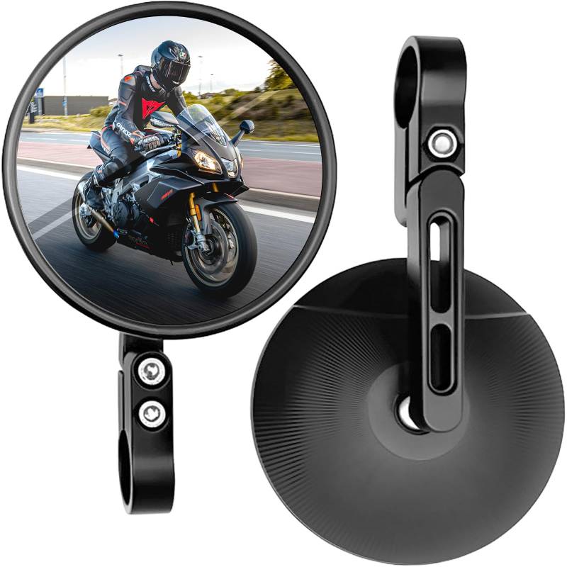 2 Stück Motorrad Spiegel E24 Geprüft für Lenkerdurchmesser von 22mm und 25mm- Verstellbare Montage, 360° Drehung und 146° Neigungswinkel um den besten Blickwinkel zu erhalten sicheres Fahren von VexNook
