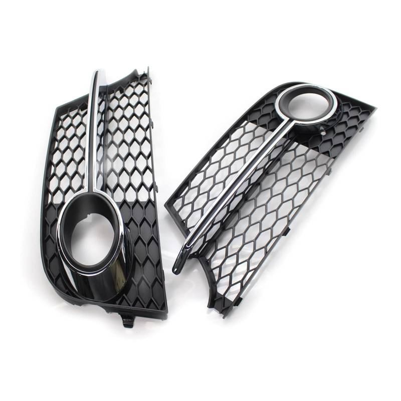 Vampylon Paar RS Style Honeycomb Hex Auto Nebellicht Grill Abdeckung Nebelscheinwerfer Gitter, für TT MK2, für TTS 2011-2014 8J0807681KT94(Black silver) von Vexilon