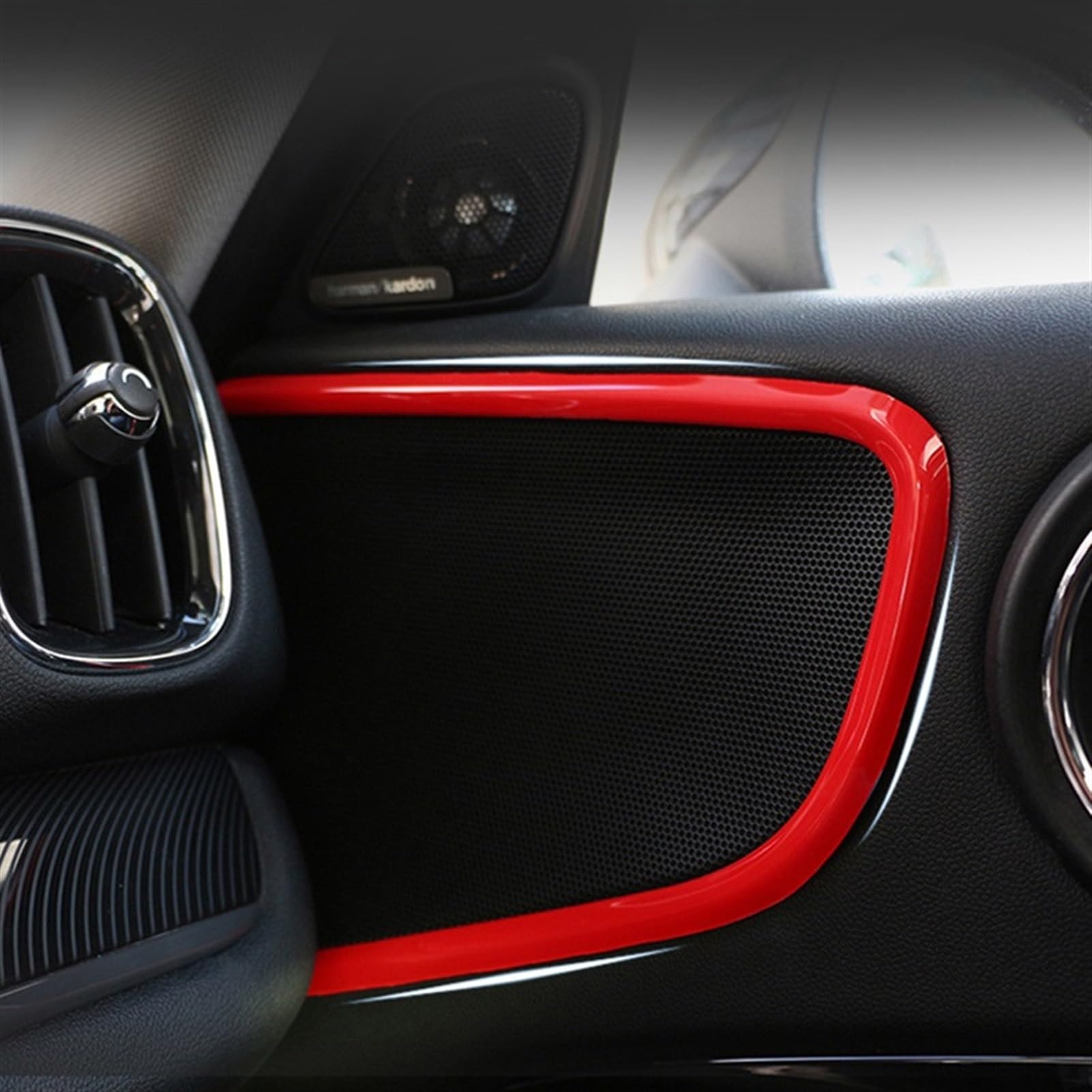 Vexilon 4-teiliger dekorativer Rahmenaufkleber for Autoinnenlautsprecher, for, for MINI, JCW Coopers F60 Countryman, Zubehör zur Autoinnendekoration Lüftungsgitter fürs Auto(Red) von Vexilon