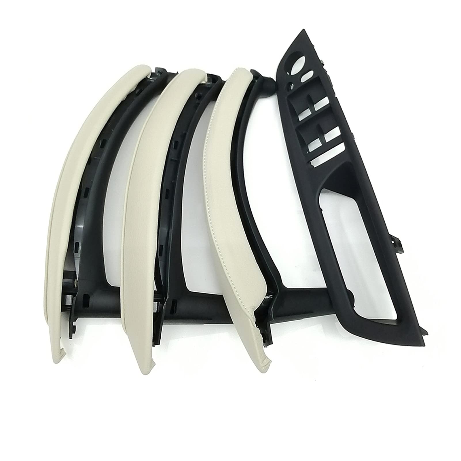 Vexilon LHD RHD Fensterschalterfeld Leder Türgriffabdeckung Baugruppe 7-teiliges komplettes Set, for, for X5 X6 E70 E71 E72 2007-2013 Auto-Innentürgriff(RHD Creamy) von Vexilon