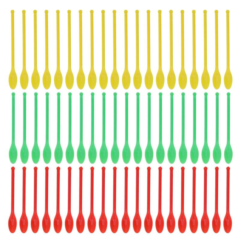 60 STÜCKE Laborlöffel Kunststoff, Doppelseitig, Grün, Rot, Gelb, Experimenteller Medizinlöffel, Messwerkzeug, Mikro-Laborspatel, Probennehmer für Laborutensilien von ViaGasaFamido