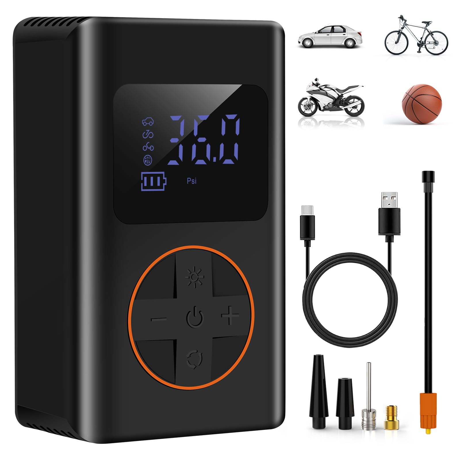 Elektrische Luftpumpe, 6000mAh Akku Luftpumpe, Viafexna 150 PSI Luftpumpe Elektrisch mit Manometer für Autoreifen, Fahrrad, Ball, Luftmatratze, Luft-ballon-pumpe, kann als Notlampe und Mobile Leistung Elektrische Luftpumpe, 6000mAh Akku Luftpumpe, Viafexna 150 PSI Luftpumpe Elektrisch mit Manometer für Autoreifen, Fahrrad, Ball, Luftmatratze, Luft-ballon-pumpe, kann als Notlampe und Mobile Leistung von Viafexna