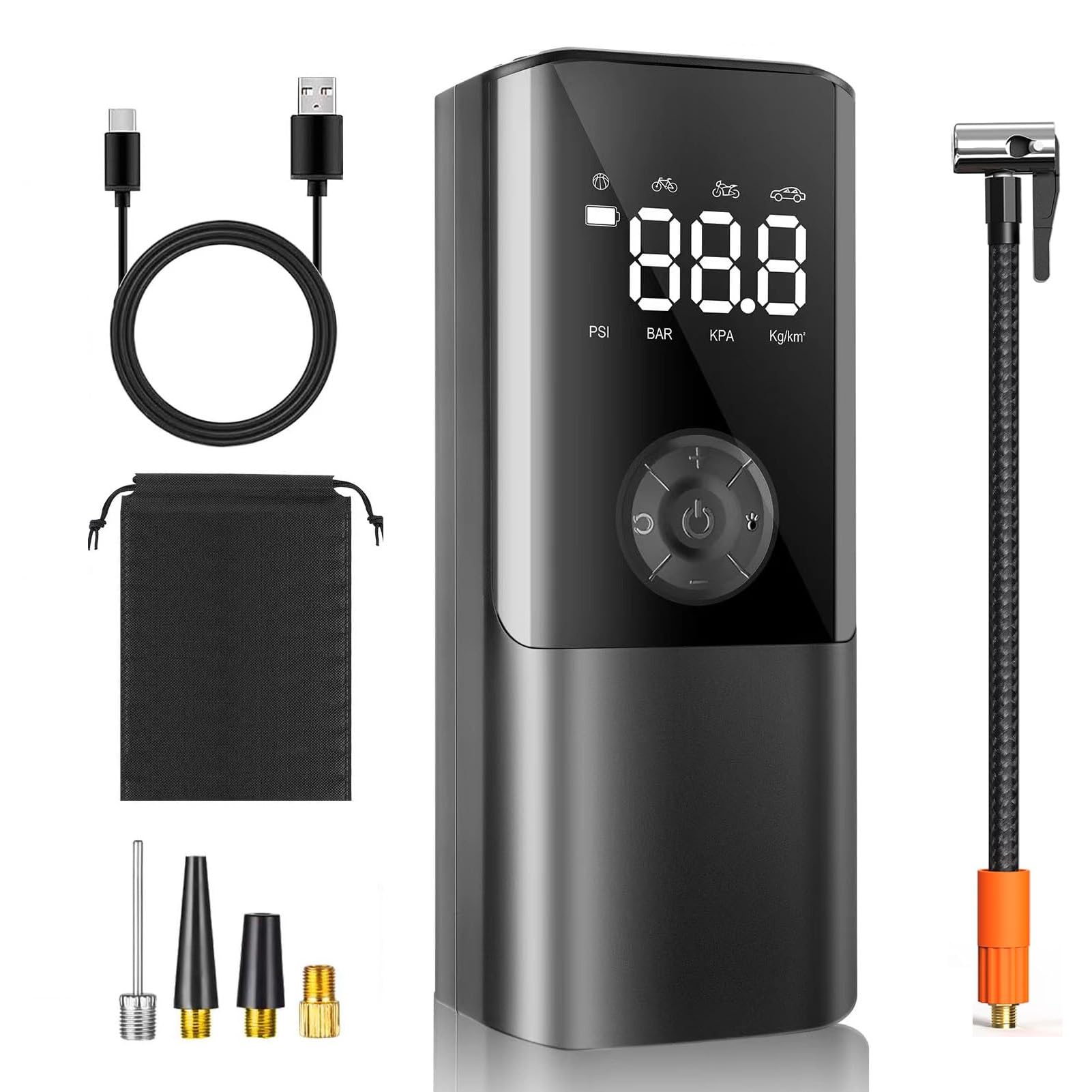 Viafexna Elektrische Luftpumpe 6000mAh, Akku Luftpumpe Elektrisch 150 PSI 12V, mit Manometer für Autoreifen, Fahrrad, Ball, Luftmatratze, Luft-Ballon-pumpe, kann als Notlampe und Mobile Leistung Viafexna Elektrische Luftpumpe 6000mAh, Akku Luftpumpe Elektrisch 150 PSI 12V, mit Manometer für Autoreifen, Fahrrad, Ball, Luftmatratze, Luft-Ballon-pumpe, kann als Notlampe und Mobile Leistung von Viafexna