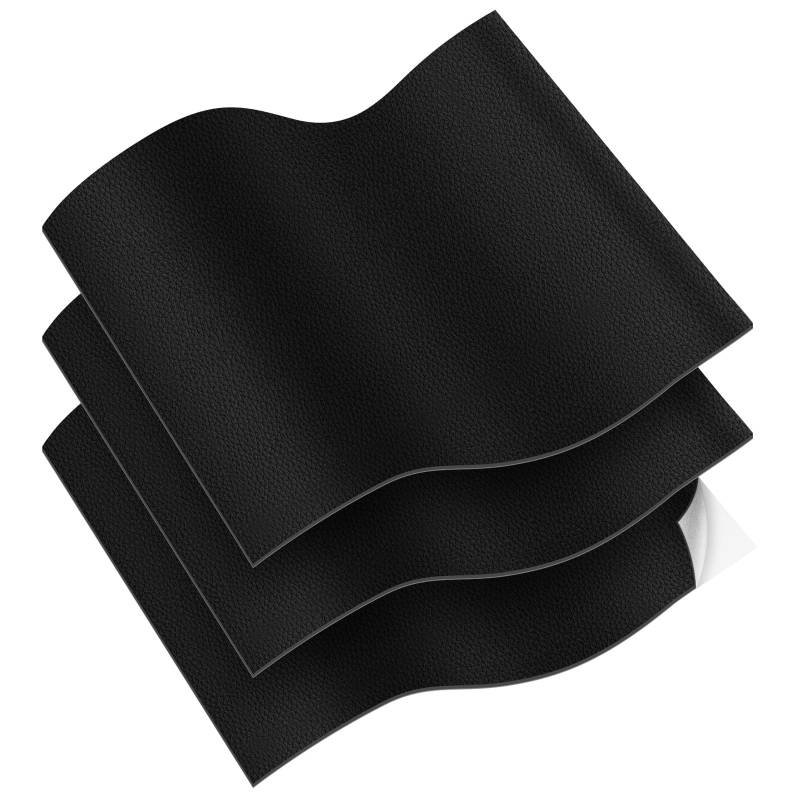 Vicloon Kunstleder selbstklebend,3 Stück Leder Reparatur Patch Schwarz 32X22cm,Verschleißfest und kratzfest Leder Patch für couch Autositz Sofa Möbel Leder Reparatur, Leder Renovierung von Vicloon