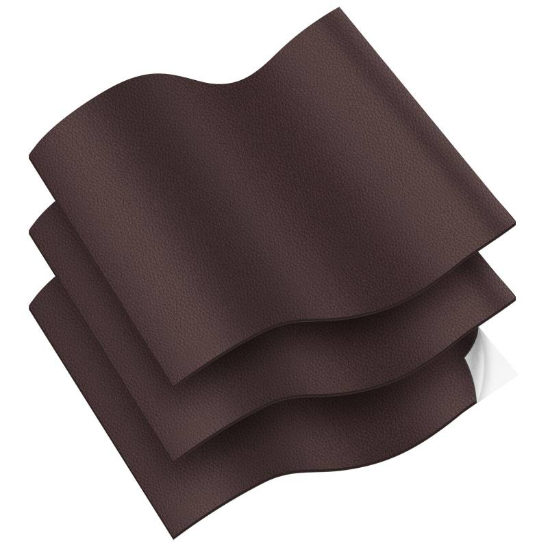 Vicloon Kunstleder Selbstklebend, 3 Stück Reparatur Patch Schwarz 32X22cm, Verschleißfest Und Kratzfest für Couch, Autositz, Sofa, Möbel Renovierung (Dunkelbraun) von Vicloon
