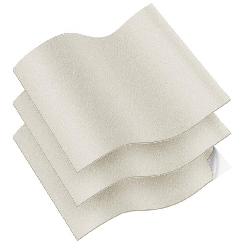 Vicloon Kunstleder selbstklebend,3 Stück Leder Reparatur Patch 32X22cm,Verschleißfest und kratzfest Leder Patch für couch Autositz Sofa Möbel Leder Reparatur, Leder Renovierung（Beige) von Vicloon