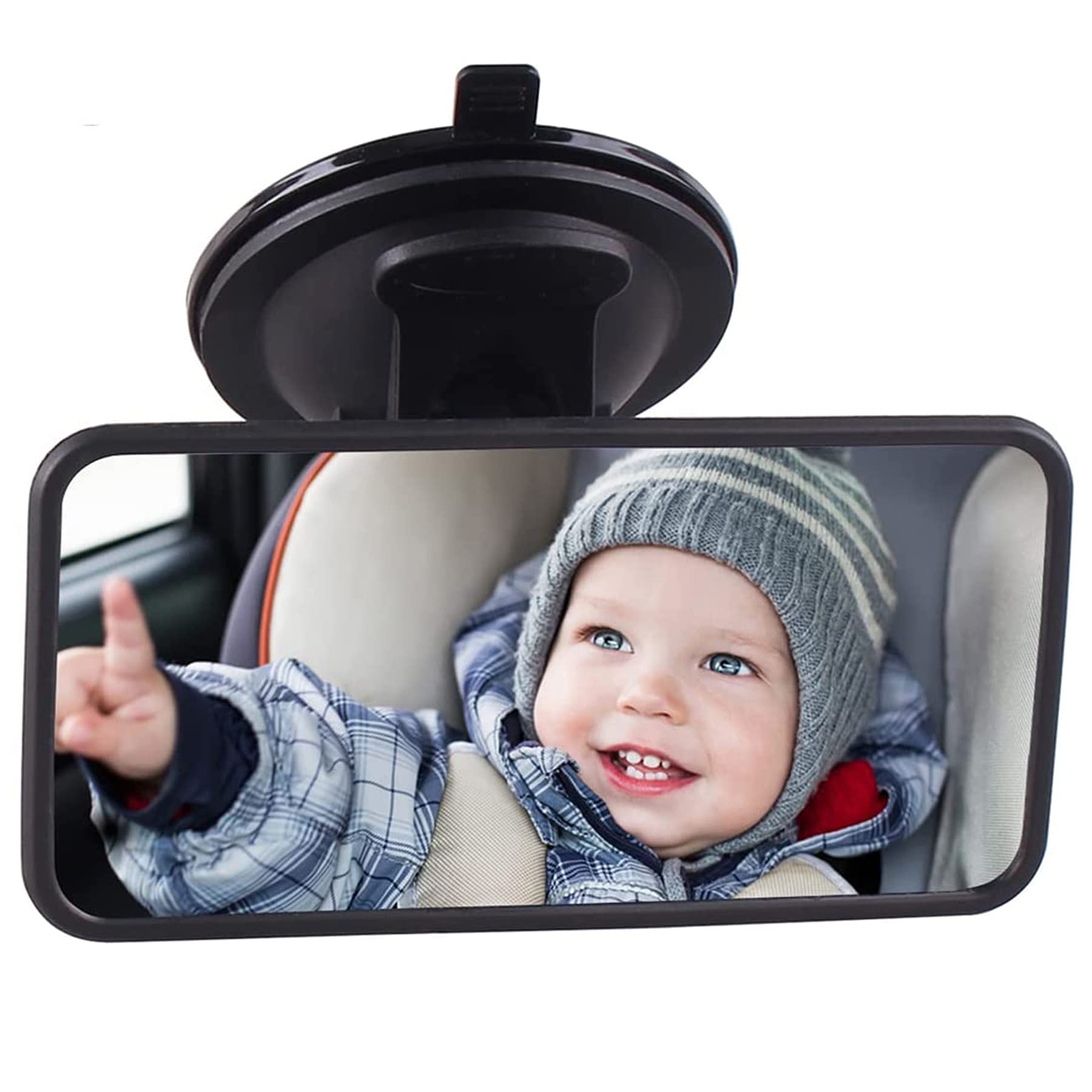 VidFair Rückspiegel Universal Baby Auto Innenspiegel Rückspiegel Fahrtest Fahrlehrer Spiegel Ersatz Auto Rückspiegel mit Saugnapf für Auto SUV LKW 123 * 63 mm (schwarz) von VidFair