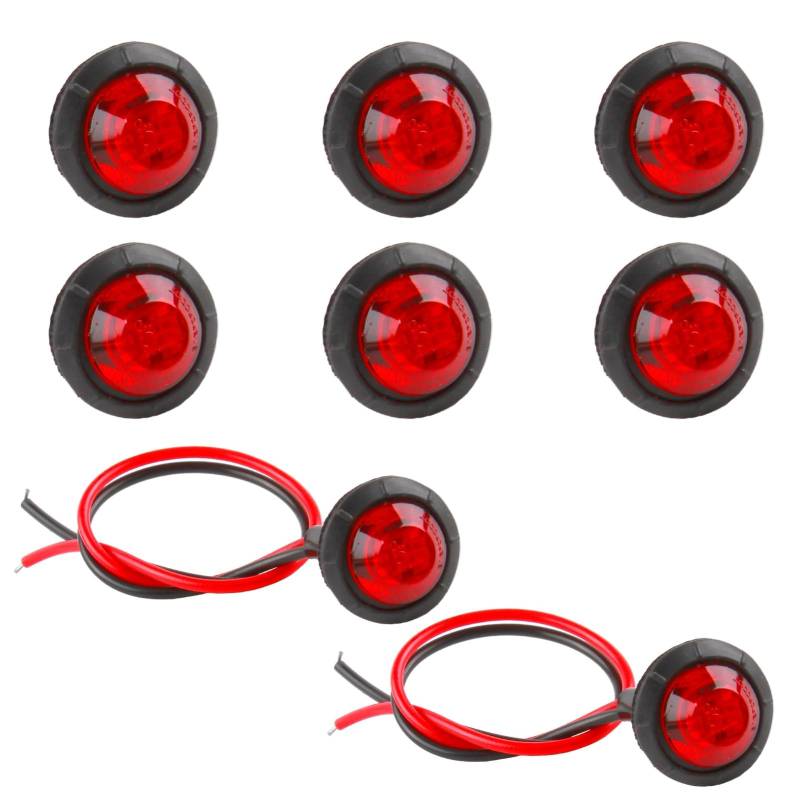 Vidacharmy 10 Stück 12V Runde Umriss LED Vorne Hinten Seitenblinker Bullet Marker Light, 3/4" Auto Runde LED Seitenleuchten 1,9cm Seitenmarkierungsleuchten, für LKW Wohnmobil Wohnwagen (Rot) von Vidacharmy