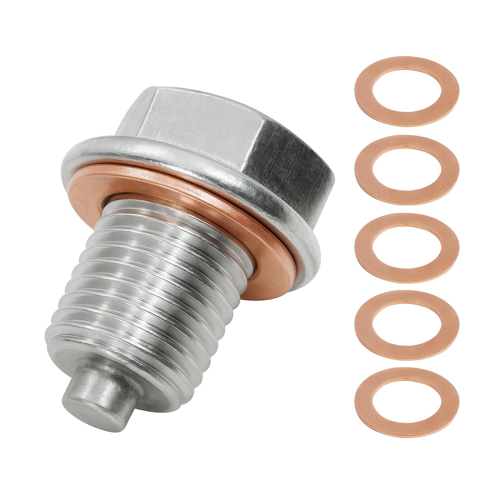 Magnetische Ölablassschraube, M14x1.5, Edelstahl Magnetische Motoröl Ablassschraube mit Kupfer Unterlegscheiben, Starker Magnet für Autos, Motorräder, Boote, Universal Passend für die meisten Fahrzeu Magnetische Ölablassschraube, M14x1.5, Edelstahl Magnetische Motoröl Ablassschraube mit Kupfer Unterlegscheiben, Starker Magnet für Autos, Motorräder, Boote, Universal Passend für die meisten Fahrzeu von Vidsmow