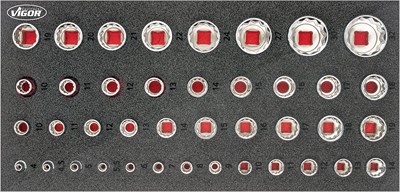 Vigor Doppelsechskant-Steckschlüssel Satz - Anzahl Werkzeuge: 42 [Hersteller-Nr. V7520] von Vigor