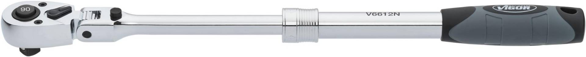 VIGOR Teleskop Gelenk-Umschaltknarre V6612N, 1/2 Zoll Vierkant, ausziehbar von 350-490 mm, 180 Grad schwenkbarer Kopf, 4 Grad Betätigungswinkel VIGOR Teleskop Gelenk-Umschaltknarre V6612N, 1/2 Zoll Vierkant, ausziehbar von 350-490 mm, 180 Grad schwenkbarer Kopf, 4 Grad Betätigungswinkel von Vigor
