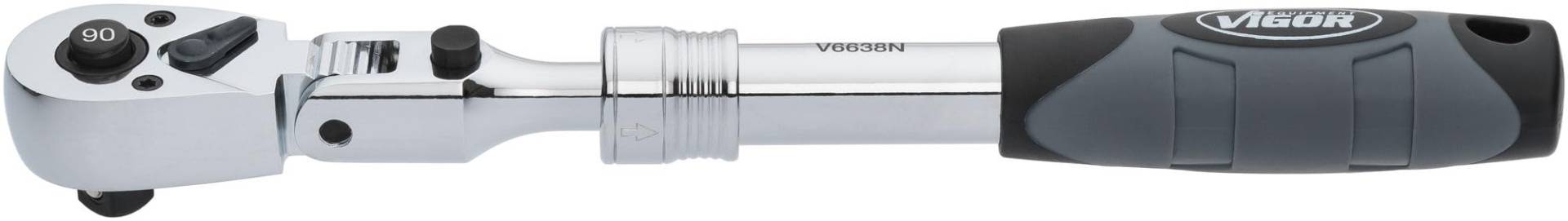 VIGOR Teleskop Gelenk-Umschaltknarre V6638N, 3/8 Zoll Vierkant, ausziehbar von 250-350 mm, 180 Grad schwenkbarer Kopf, 90 Zähne, 4 Grad Betätigungswinkel VIGOR Teleskop Gelenk-Umschaltknarre V6638N, 3/8 Zoll Vierkant, ausziehbar von 250-350 mm, 180 Grad schwenkbarer Kopf, 90 Zähne, 4 Grad Betätigungswinkel von Vigor