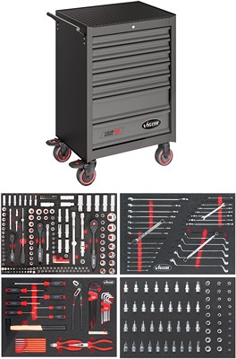 Vigor Werkzeugwagen Series M - Befüllt - 7 Schubladen - 228-tlg. [Hersteller-Nr. V2712N] von Vigor